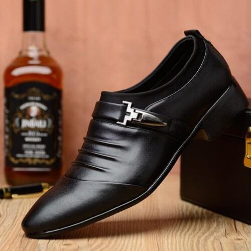 6 Styles Mens Dress Shoes High Quality Business Shoes For Men Shoes Pointed Toe Slip-on Men Wedding Shoes Flats Plus Size 38-46