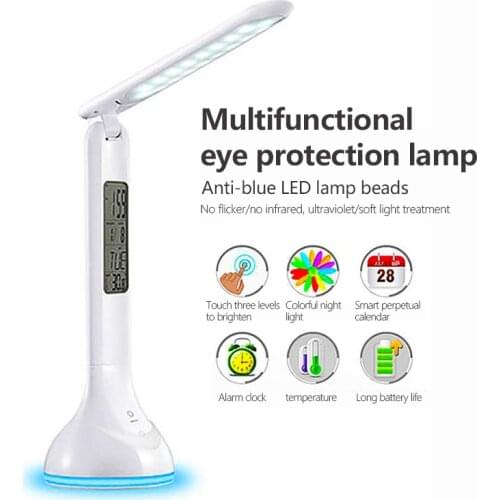 LED Desk Lamp Multifunctional Foldable Dimming Touch Light USB Charging Can Be Used As Alarm Clock Calendar Display Temperature