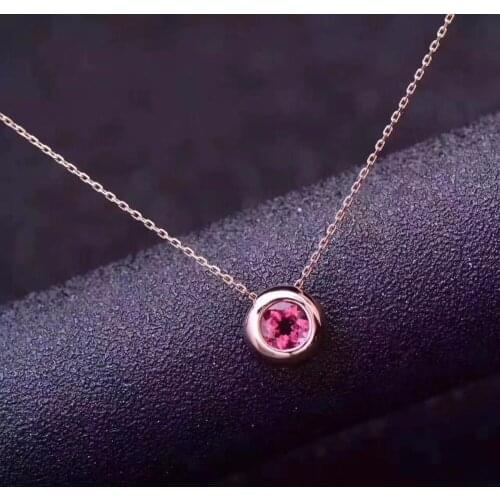 Natural red garnet Pendant natural gemstone Elegant classic simple round pendant necklace 925 sterling silver girl gift jewelery