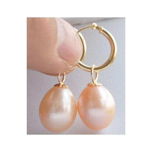 Wholesale Good Hj 00308 AA++ 15mm Pink DRIP FRESHWATER PEARL DANGLE EARRING