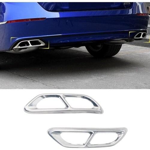 Pcmos 2020 2Pcs Stainless Rear Cylinder Exhaust Pipe Cover Trim For Honda Accord 2018 New Chromium Styling Stickers