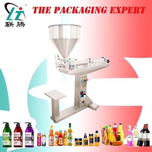 Stand Shampoo Lotion Cream Yoghourt Honey Juice Sauce Gel Filler Paste Filling Machine Pneumatic Piston Filler Standing Table