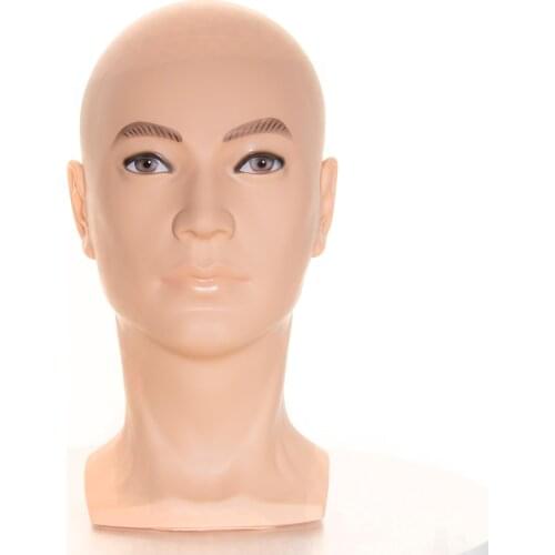 Helmet Stand Bald Mannequin Head With Shoulder Mannequin Head For Wig Making Hat Glasses Display Manikin Wig Head Stand