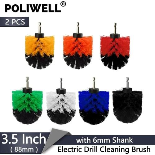 POLIWELL 3.5inch 88mm Electric Drill Cleaning Brush For Household/Automotive with 6mm Shank Drill Attachment