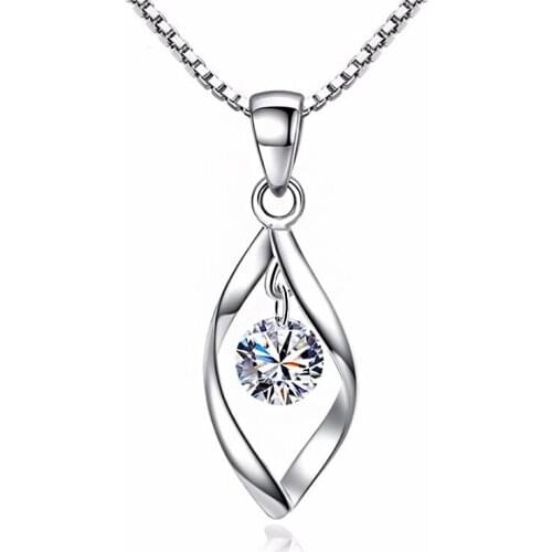 Hollow Twist with Zirconia Crystal Pendants Necklaces Ladies Silver Color Necklaces Choker Fashion Jewelry Accessories for Women