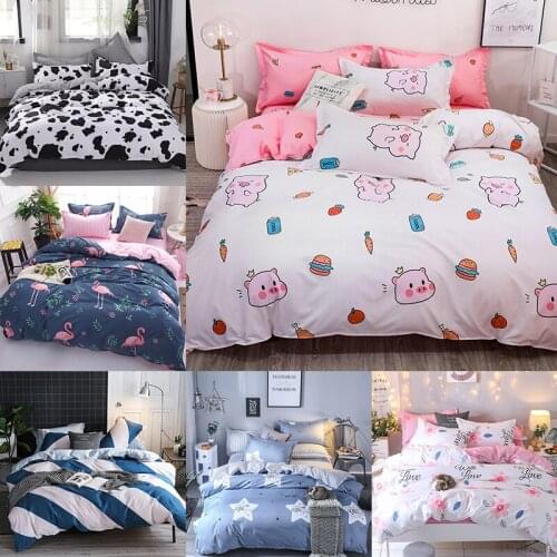 Cartoon cute pig bed linens comforter bedding set luxury gift for girls pink Duvet Cover Bed Sheets kids queen king size 3/4pcs