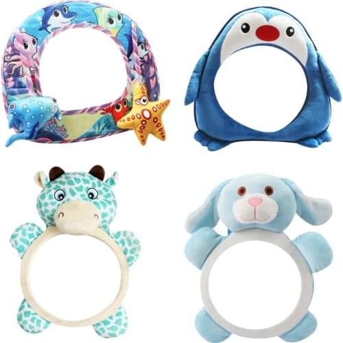 50LC Baby Car Seat Mirror Fun Design Adjustable Secure Rear Facing Seat Safety Clips