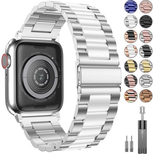 Stainless Steel Wrist strap for apple watch band 44mm Iwatch series SE 6 5 4 3 2 1 Bracelet accessories 42MM 38MM 40MM belt Loop