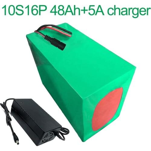 With 5A charger 36V 48Ah 10S16P 18650 Li-ion Battery Pack E-Bike Ebike electric bicycle 42V 200x155x140mm