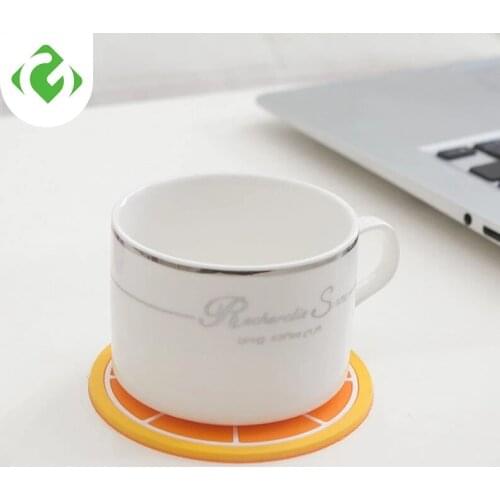Silicone Coaster Mini Round Fruit Pattern Drink Coaster Hot Drink Holder Hot Coffee Tray Desktop Insulation Pad Cute Creative