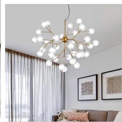 Modern Led Firefly Sputnik Chandelier Light Stylish Tree Branch Chandelier Lamp Decorative Ceiling Glass Ball Chandelies Hanging