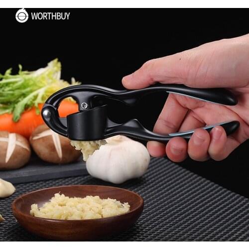 WORTHBUY Manual Zinc Alloy Garlic Press Crusher With Thickened Handle Ginger Garlic Grinder Kitchen Accessories Vegetable Tools