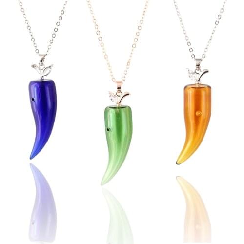 1PCS 37x12MM Fang Murano Glass Perfume Necklace Aroma vial jewelry Aroma pendant necklace Essential oil vials Neckalces