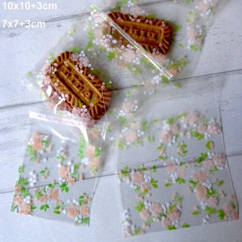 100pcs Transparent Gift Bag Rose Flower OPP Cookies Baking Christmas Gift Bags Wedding Biscuits Cake Candy Plastic Bag