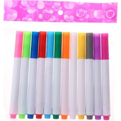 12 Pcs/set Different Colors Water-soluble Liquid Chalk Childrens Drawing Pen Non-dust Board Chalk Marker Office School Supplies