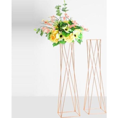 4 pcs/Lot Flower Vases Floor Metal Vase Plant Dried Floral Holder Flower Pots Road Lead Home Wedding Corridor Decoration ZHL010