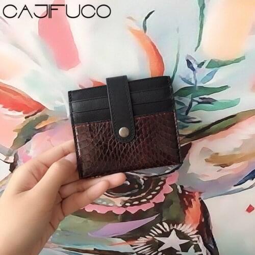 CAJIFUCO Real Snakeskin Double Porte Carte Magic Wallet Hasp Credit Card Holder Wallet Leather Coin Purse