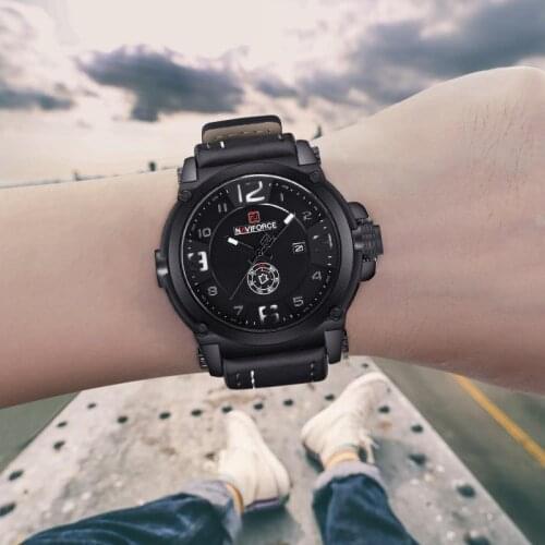Top Brand Luxury NAVIFORCE Men Sports Watches Mens Army Military Leather Quartz Watch Male Waterproof Clock Relogio Masculino
