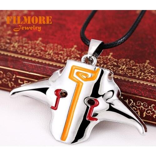 Filmore Online GAME DOTA 2 Necklace Ti4 Jugg Mask Alloy Metal Necklace Jewelry Key Holder Chaveiro Key Gifts Necklace Jewelry