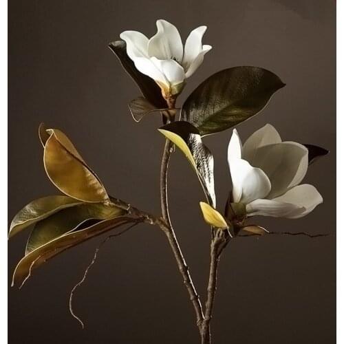 Retro Style Artificial Flowers 1 Piece Super Beautiful Fake Magnolia Home/Coffee Shop Decor Decorative Display Silk Flowers