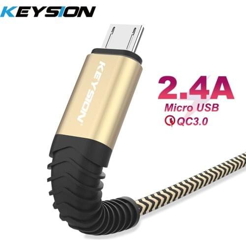 KEYSION 2.4A Micro USB Cable Fast Charge USB Data Cable Nylon Sync Cord For Samsung Huawei Xiaomi Android Micro usb phone Cable