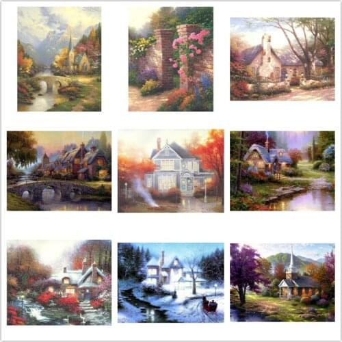 5D DIY Diamond Painting Embroidery Country villa Patterns Cross Stitch Needlework Rhinestones pictures Home decoration WG1677