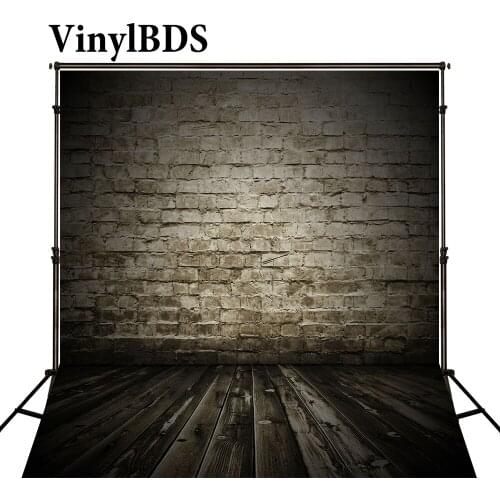 VinylBDS Newborn Baby Backgrounds Dark White Brick Wall Fond De Studio De Wooden Floor Photography Backdrops For Photo Shoot