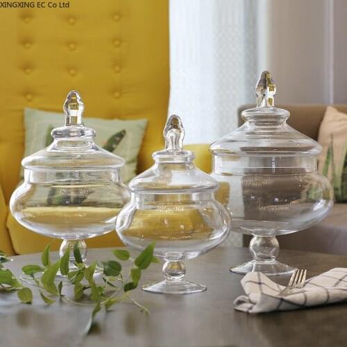 European-style Round Transparent Glass Candy Jar Storage Jar Creative Wedding Dessert Table Decoration Home Decoration Ornaments