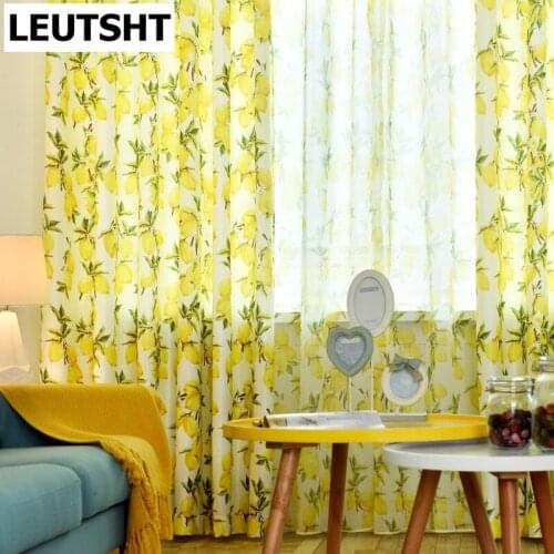 Lemon Curtains for Living Dining Room Bedroom Window Drapes Curtain Rustic Tulle Yellow Decoration for Home Kitchen Cortinas