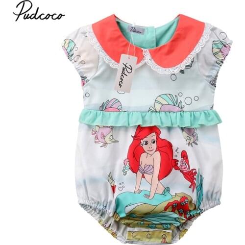 Sweet Newborn Baby Romper Boy Girl Summer mermaid Jumpsuit 1PC 0-24M Sunsuit Outfits Baby Clothing