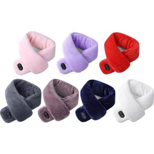 Q1FB Men Women Winter Warm Electric Heating Scarf Solid Color Vibration Massage Shawl Neck Hot Compress Relieve Muscle Pain Wrap