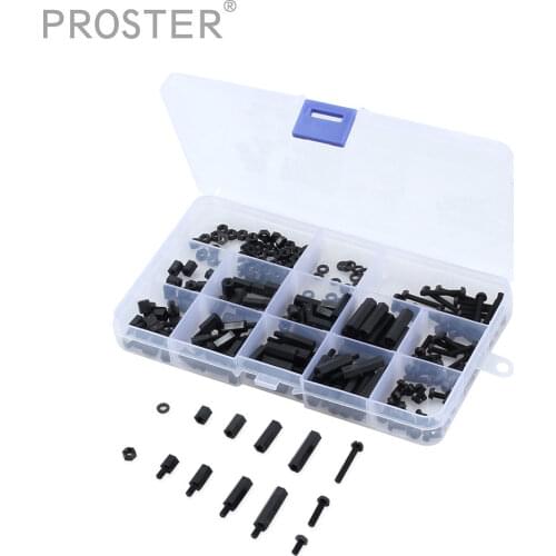 260pcs for M3 Nylon Black M-F Hex Spacers Screw Nut Assortment Kit Stand off Set Assorted Kit M3 Male Female Spacers Threaded