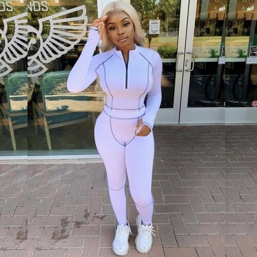 Soild Striped Patchwork 2 Two Piece Set Sportwear 2020 Autumn Tracksuit Women Clothes Top and Pants Sweat Suit Matching Sets
