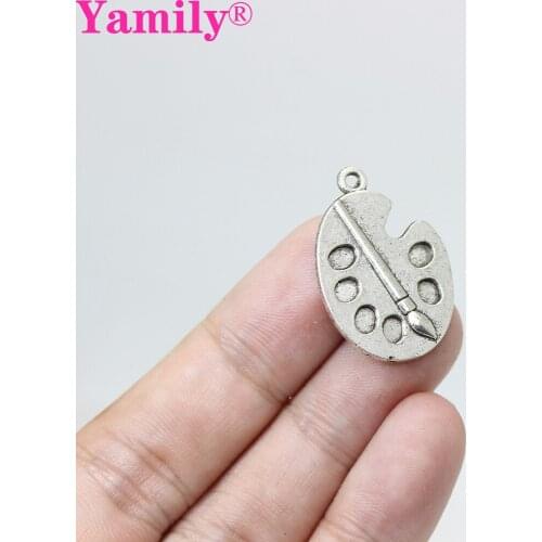 Yamily 10pcs/ 21*8mm Paint palette Charm Antique tibetan silver Artist Palette Charm Pendant For Jewelry Making DIY Handmade