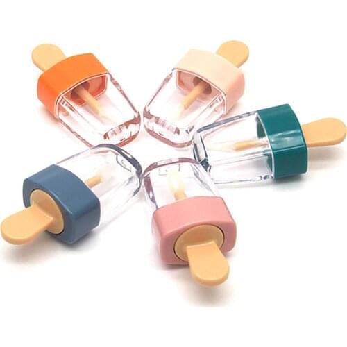 6ml Ice Cream Shape Transparent Mini Lip Gloss Tube Empty Lip Balm Container With Lid Rubber Inserts Lipstick Samples Dispenser