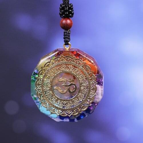 Drop Shipping Chakra Orgonite Energy Pendant Om Orgonite Necklace Bring Lucky Necklace Absorbs Negative Energy Gife