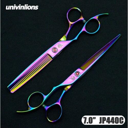 7" Pet Straight & Thinning Scissors Pet Dog Gromming Scissors Kit Pet Cutting ScissorsThinning Shears for Dog Cat Cutting Tools