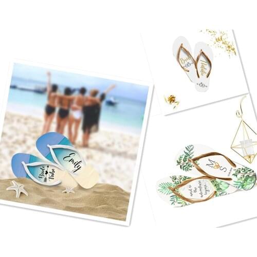 Custom name floral Mr&Mrs Flip Flops Bridal SPA Day slippers personalise mother of bride bridesmaid gifts Valentines day Favors