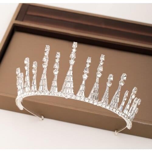 Wedding baroque crystal crown Tiara Bridal hair accessories Silver color Crowns Prom Headdress Bridal Hair Jewelry ornaments
