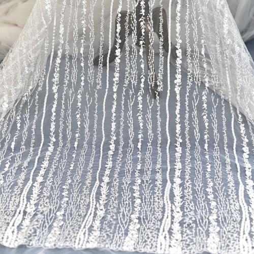 Bridal Wedding Dress Lace Fabric Luxury Sequin Evening Dress Ivory sell for 1 Yard Bridal Lace