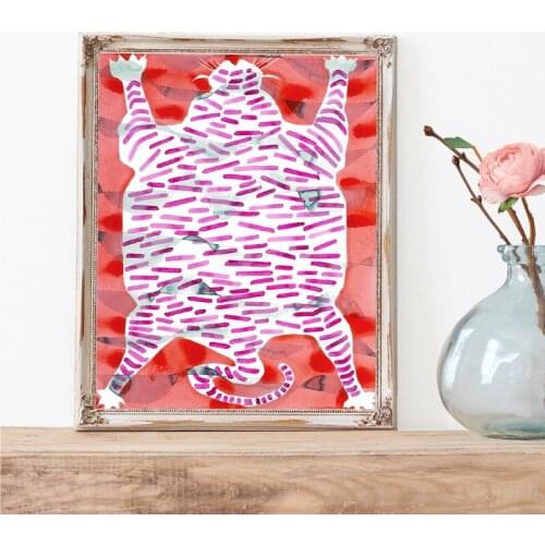 “Tiger Rug” Prints by Kate Roebuck Abstract Canvas Painting Picture Gallery Wall Art Poster Canvas Prints Home Room Decorative