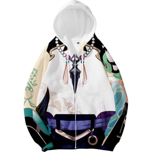 3D Genshin Impact Zipper Hooded Sweatshirts Men Women Cosplay Outfits Autumn Loose Game Hoodies Jacket Coats
