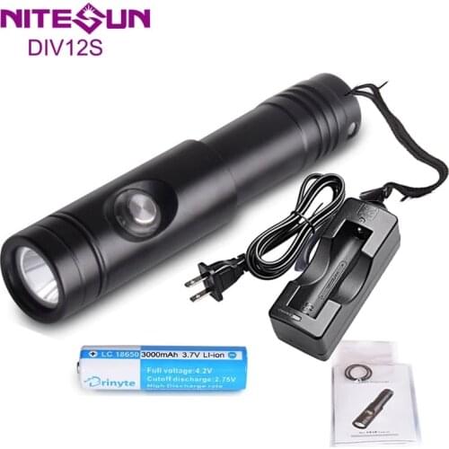 NITESUN DIV12S Diving Flashlight CREE XM-L2(U4) LED 1050 lumens 150m underwater Waterproof Diving Light With battery charger