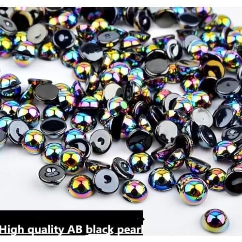 High Quality 3D Black AB color 4mm Imitation Pearl Nail Art Half Bead for Jewlery making/phone Decoration 20171018