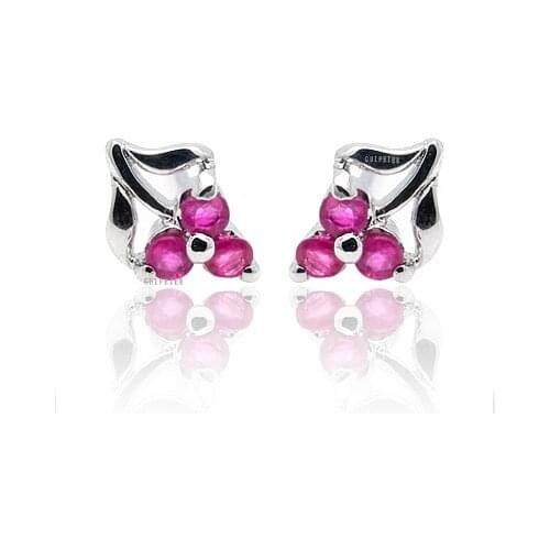 CoLife Jewelry 100% Natural Ruby Stud Earrings for Daily Wear 2mm Ruby Silver Earrings 925 Sterling Silver Ruby Jewelry