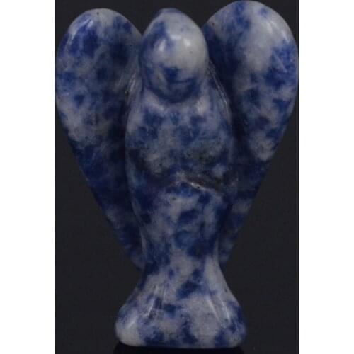 1.5 Inch Natural Blue Spot Jasper Gems Carving Angel Lucky Crafts Stone Figurine Chakra Healing Reiki Stone