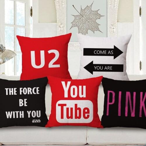 1 piece Fashion Casual Letter Pattern Biref Seat hug pillow cover Decorative Home Chair Throw Pillow Case Cotton Linen 45cm