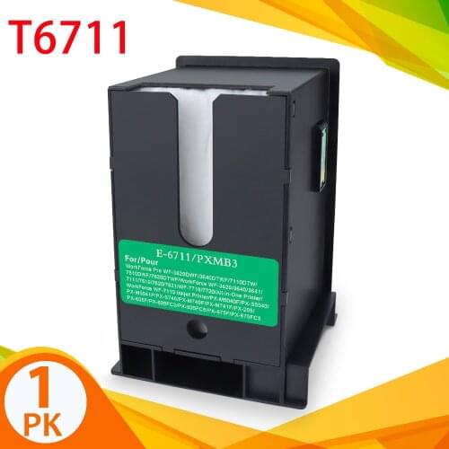 1Pcs T6711 Compatible Ink Maintenance Box for Epson WorkForce WF-3620 3640 3641 7111 7610 7620 7621 WF-7710 7720 L1455 Printer