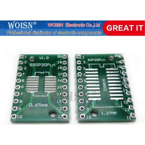 10PCS TSSOP20 SSOP20 SOP20 to DIP20 Transfer Board DIP Pin Board Pitch Adapter In Stock