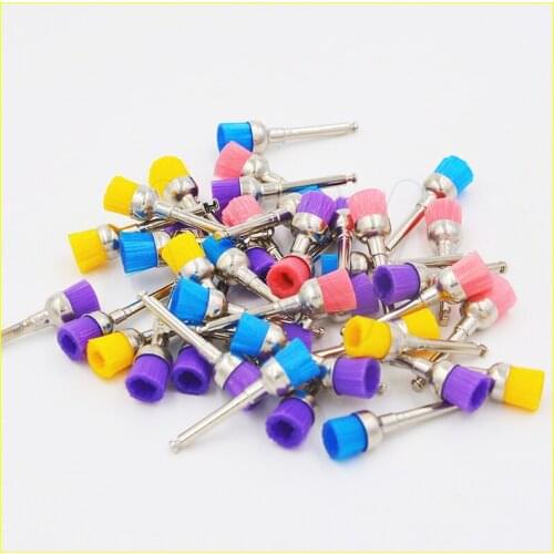100pc Colorful Nylon Latch Flat Polishing Polisher Prophy Cup Brushes Dental Lab